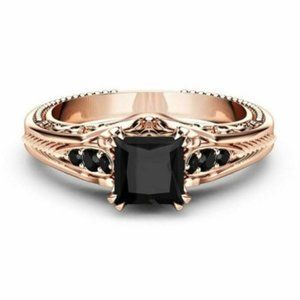 Rose Gold Filled Black Sapphire Ring Sz 7